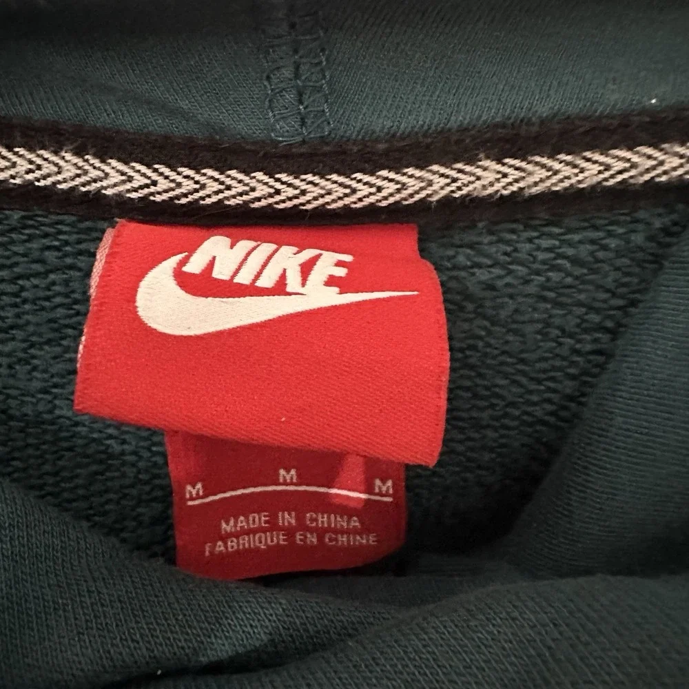 Nike Hoodie Womens Medium Funnel Neck GreenFleece Sportswear‎ Y2K Logo Nike